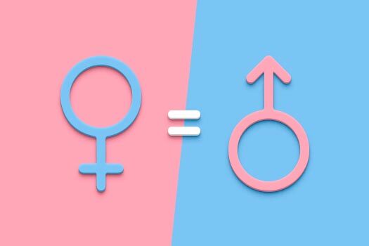 Imagem dos símbolos de masculino e feminino.